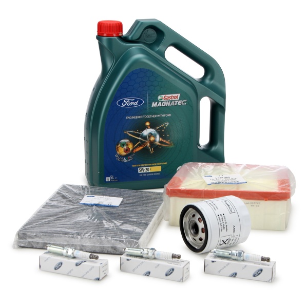 Pachet Revizie Ulei Motor Castrol Magnatec Ford 5W-20 E 5L 15D63F + Set Filtru Aer + Polen + Ulei + 3 Buc Bujie Oe Ford 1729860 + 1566997 + 2468342 + 3 Buc 1770305